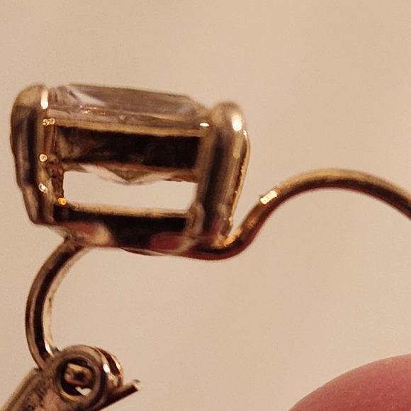 Pink Emerald Cut Hinged Earrings - Picture 8 of 11